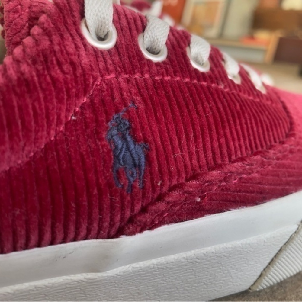 GUC Ralph Lauren‎ Polo Keaton-Pony Red Corduroy Sneakers, men’s 8 - Picture 6 of 8